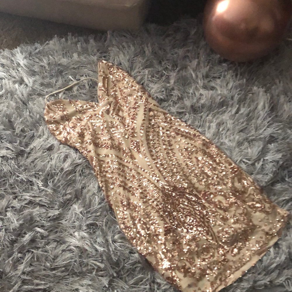 Rose gold sequin dress